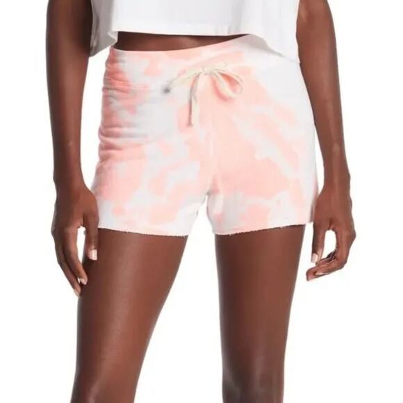 Sundry Orange & White Tie Dye Drawstring Terry Sweat Shorts NEW Women's Large - Picture 1 of 7